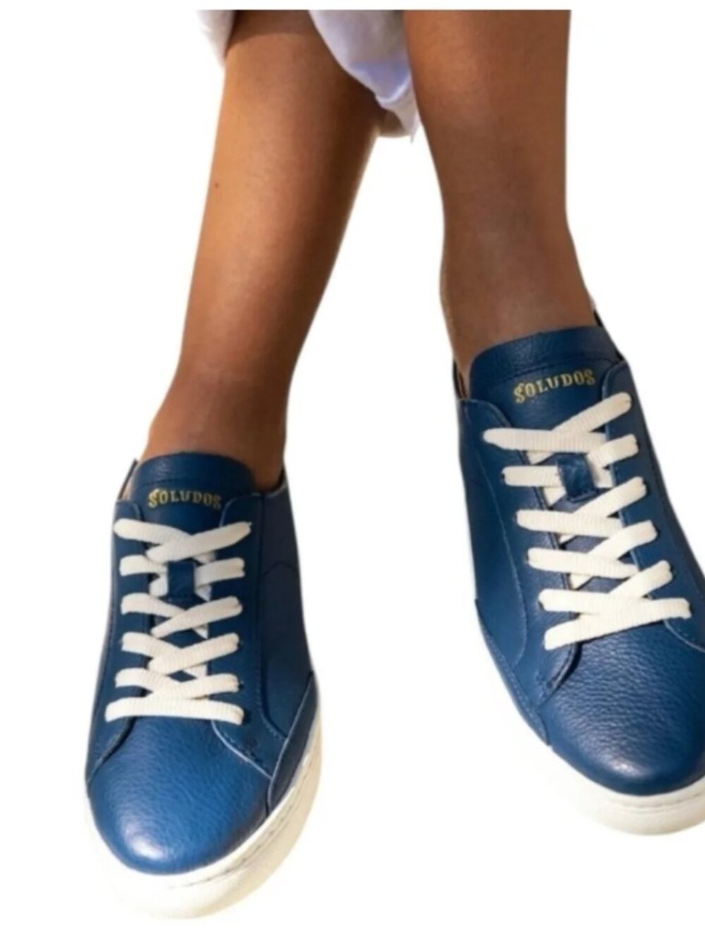 NWT SOLUDOS Women's Leather Ibiza Blue Sneakers - Picture 8 of 15